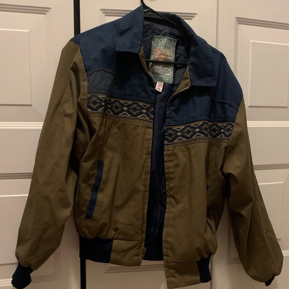Men's Two-Tone Olive & Navy Casual Jacket